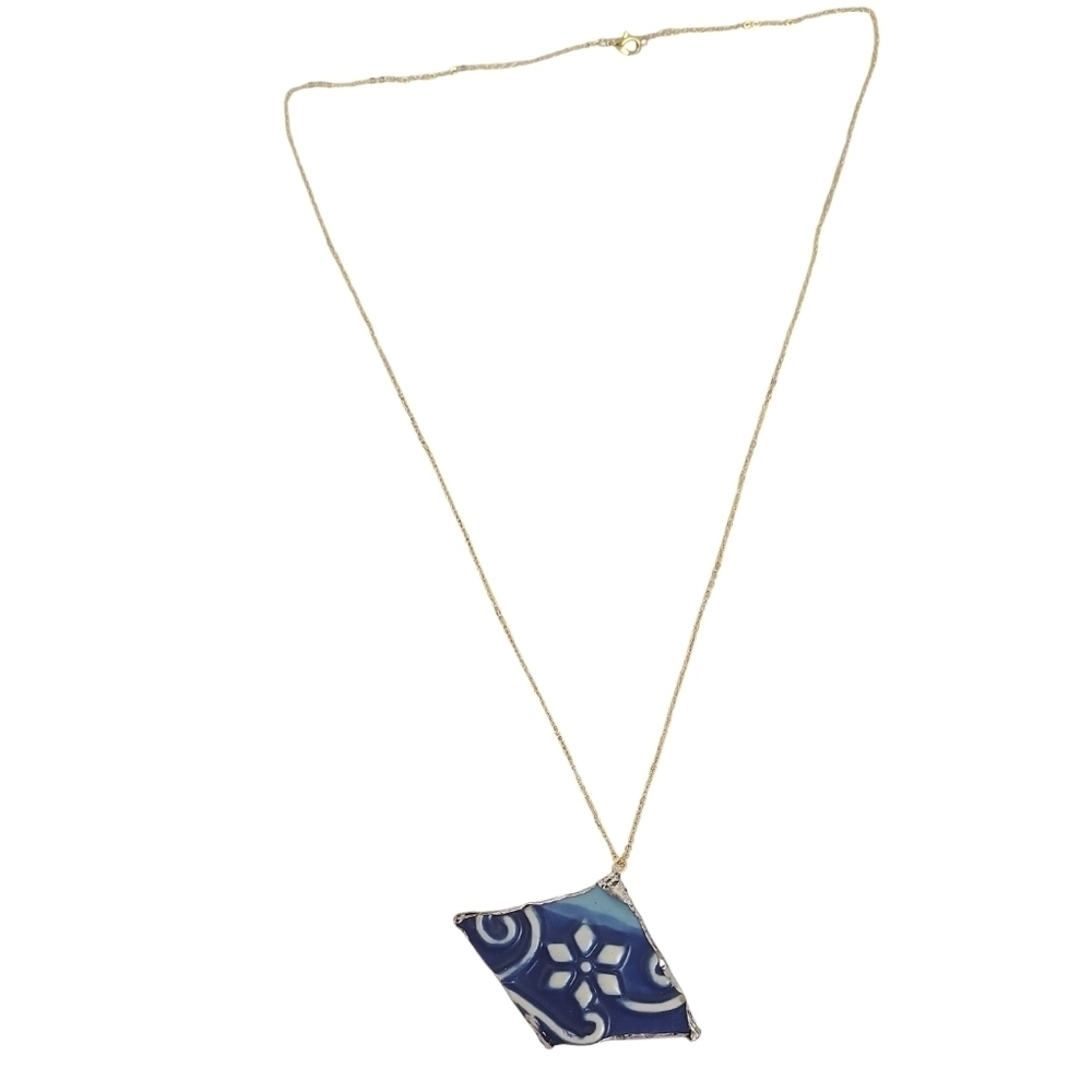 Upcycled Temptations Gold Plated Broken Ceramic Snowflake Necklace
